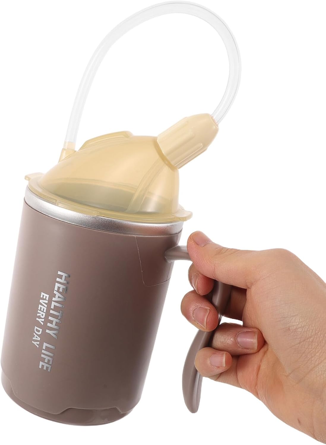 400ml Stainless Steel Nursing Cup with Straw for Adults