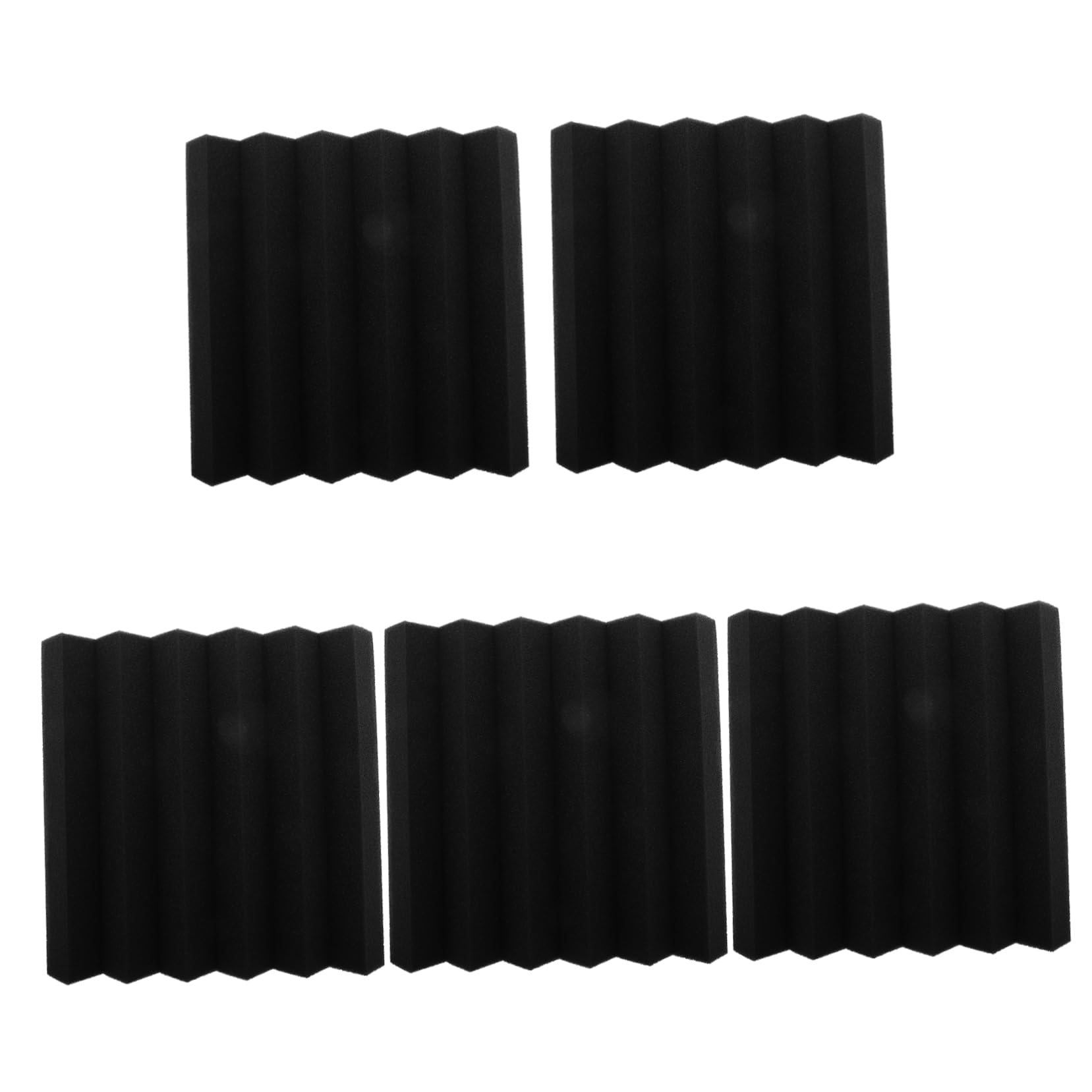 Pannello Acustico in Schiuma Nera 30x30x5 Cm 5 Pezzi | Design a Cuneo Scanalature Triangolari, Autoadesivo, Ignifugo, per Home Theater e Sala Cinema