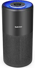 SLEVOO Purificador de ar para quarto doméstico de até 10 m², alergias de pelos de animais de estimação, filtro 3 em 1 com purificador de ar hepa, modo de sono ultra silencioso de 24 DB, aromaterapia