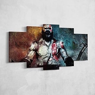 God of War Kratos 5 Piece Canvas Wall Art, Kratos Poster, Living Room Decor, Kratos Canvas Art, Extra Large Wall Art, God of War 5 Piece, 5 Panel, God of War Gifts (Large)