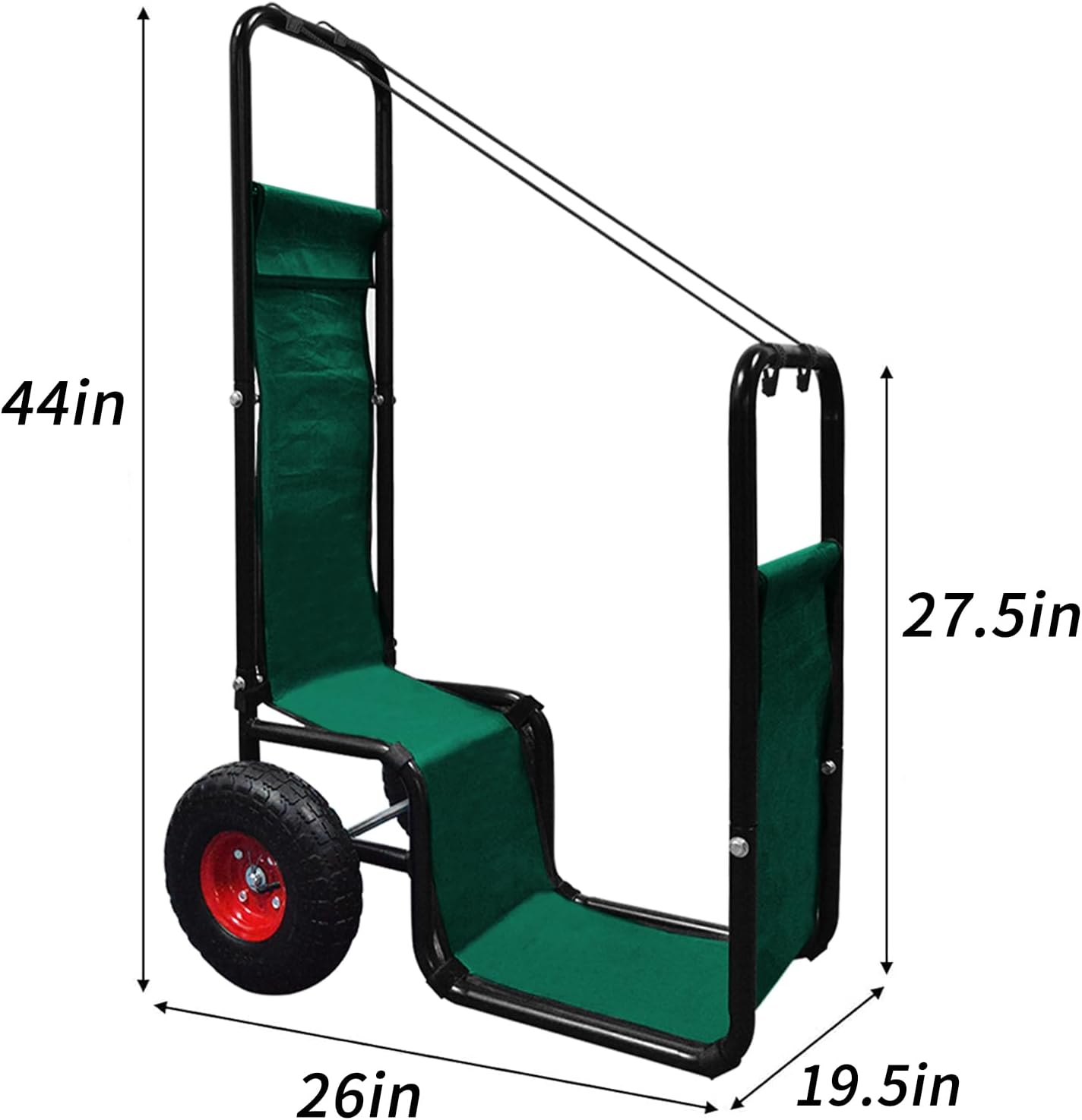 Firewood Cart with Wheels: 260 lbs Capacity Log Dolly Carrier with Pneumatic Wheels & Fabric Liner - Easy Roll Wood Mover for Farm, Indoor & Outdoor Use - Heavy Duty Steel Construction