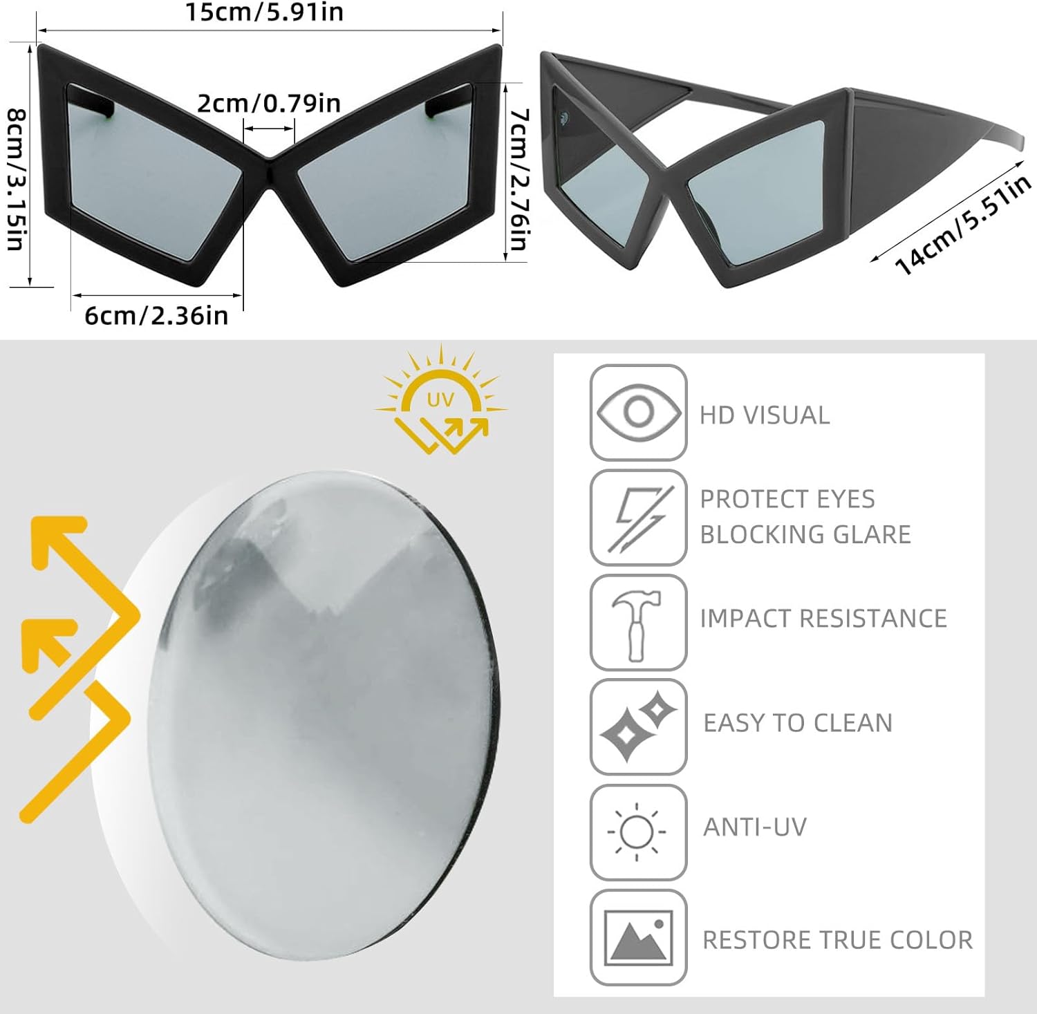 Funny Glasses Oversized Sunglasses Novelty Party Sunglasses Accessories for Adults Women Max Face Width 5.9In - Image 6