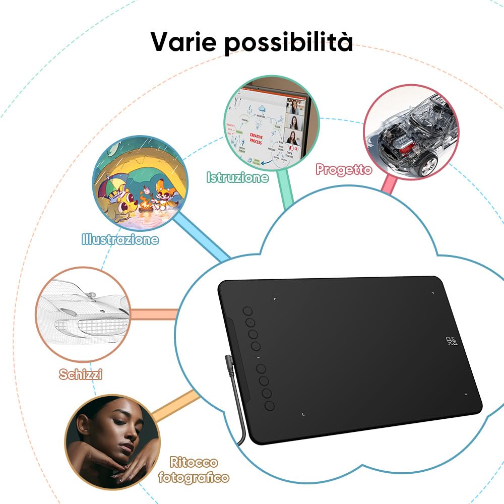 XPPen Tavoletta grafica Deco 01 V3, 10 x 6,25 pollici, tavoletta con penna a 16K livelli di pressione, compatibile con Windows, Mac e Android, per schizzi, progettazione e fotoritocco