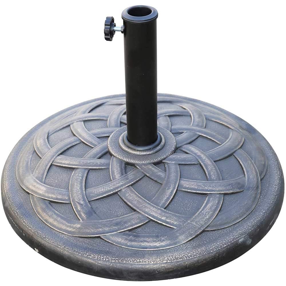 Base pour parasol standard effet fonte, diamètre 57 cm, poids 19 kg.