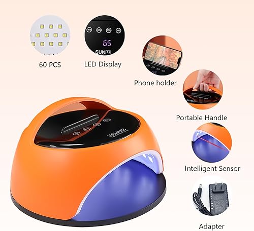 Miniatura 2 de Lámpara de uñas de gel UV de 360 W, 4 ajustes de temporizador, lámpara de secado de gel profesional, con 60 cuentas de lámpara, para herramientas de