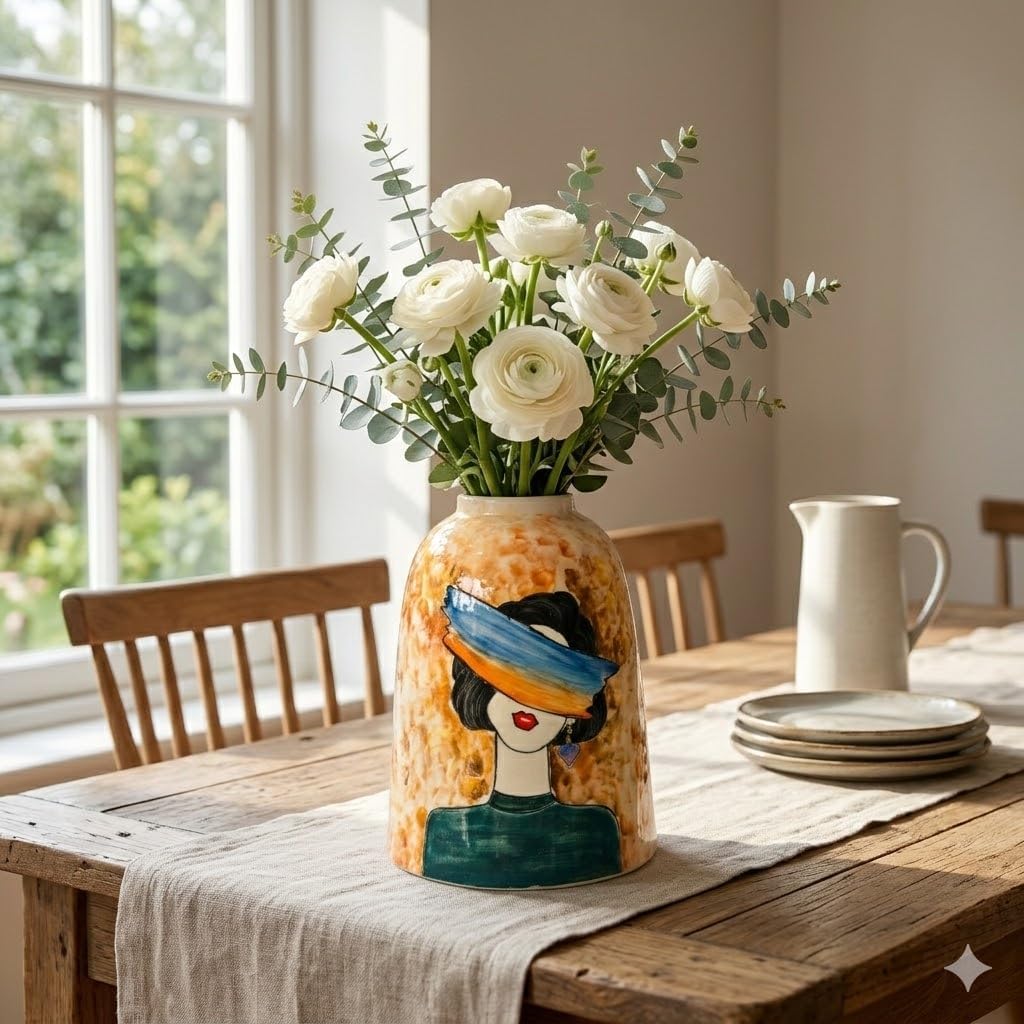 Handmade Mosaic Ceramic Vase – Lady Design – 26 cm (10.2 in) – Home Décor – Heritage T&T Mosaic Collection – Bat Trang Vietnam