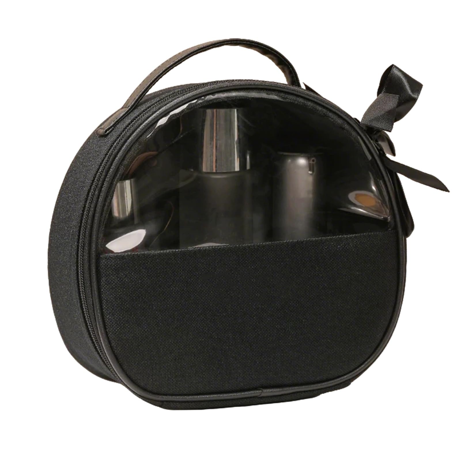 Borse da Valigia Trasparente, Beauty Case da Viaggio, Buste Trasparenti per Cosmetici Fiocco, Lusso Leggero Semplicità, Guscio Rigido 3D, Lavorazione Squisita, Benda Integrata(Black)