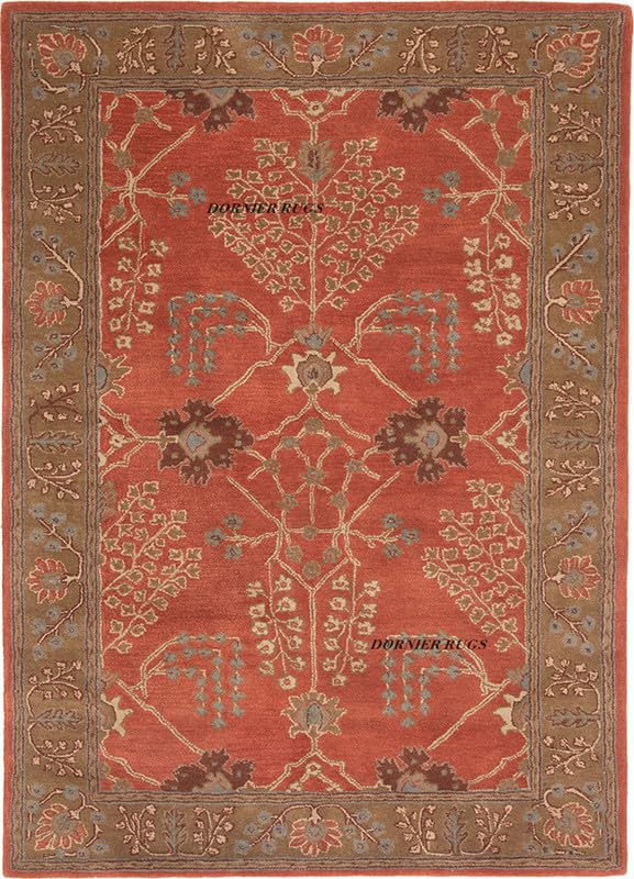 Image of Embossed Handmade Tuffted Woollen Thick Carpet for Living Room Bedroom Size 2x8 feet Brown Multi
