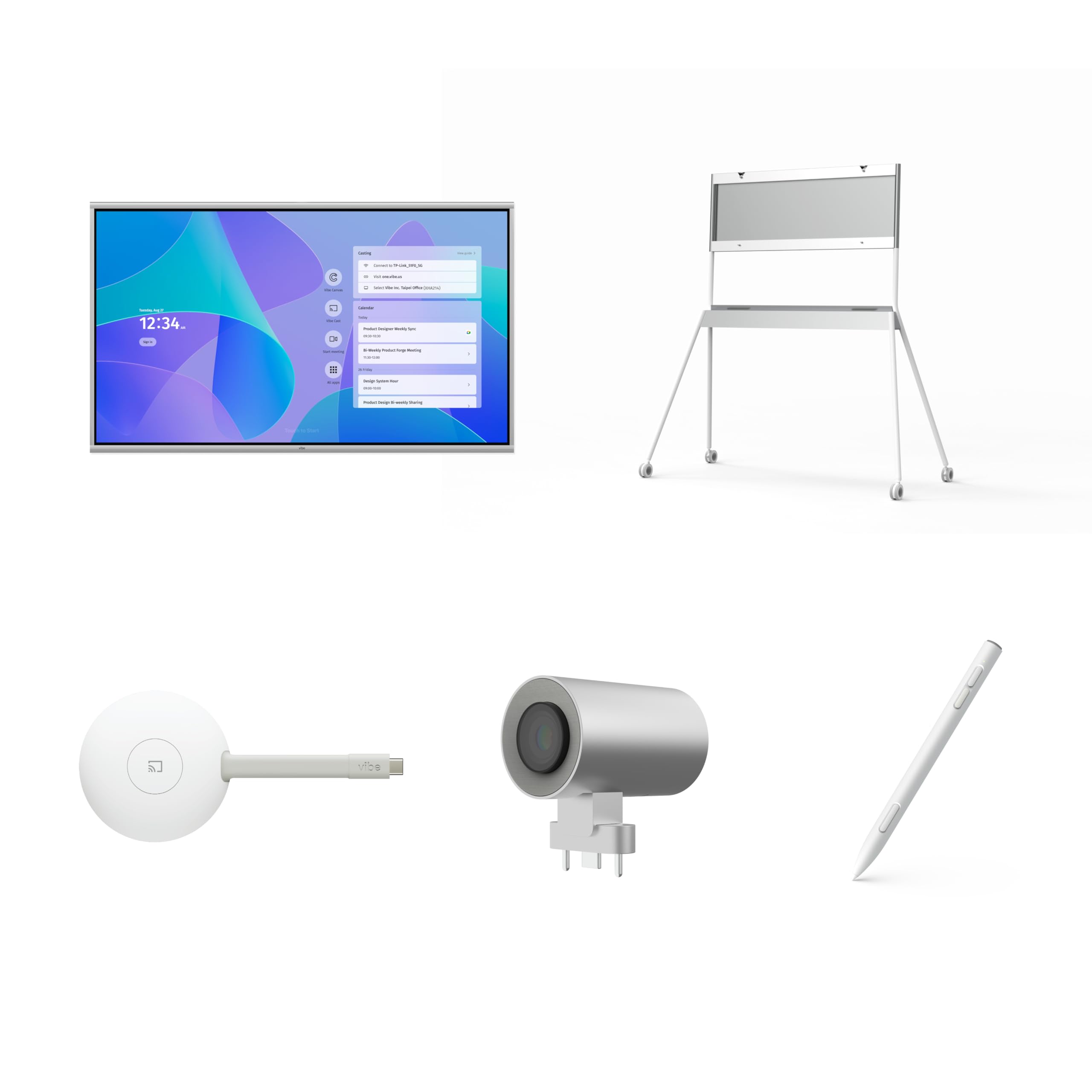 Vibe 75 Board Camera Stand Stylus Tap S1 4K UHD Smart Board 55 Inch Digital Whiteboard for Office