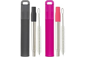 NAIVELY Foldable Metal Straws with Carrying Case (Pack of 2)