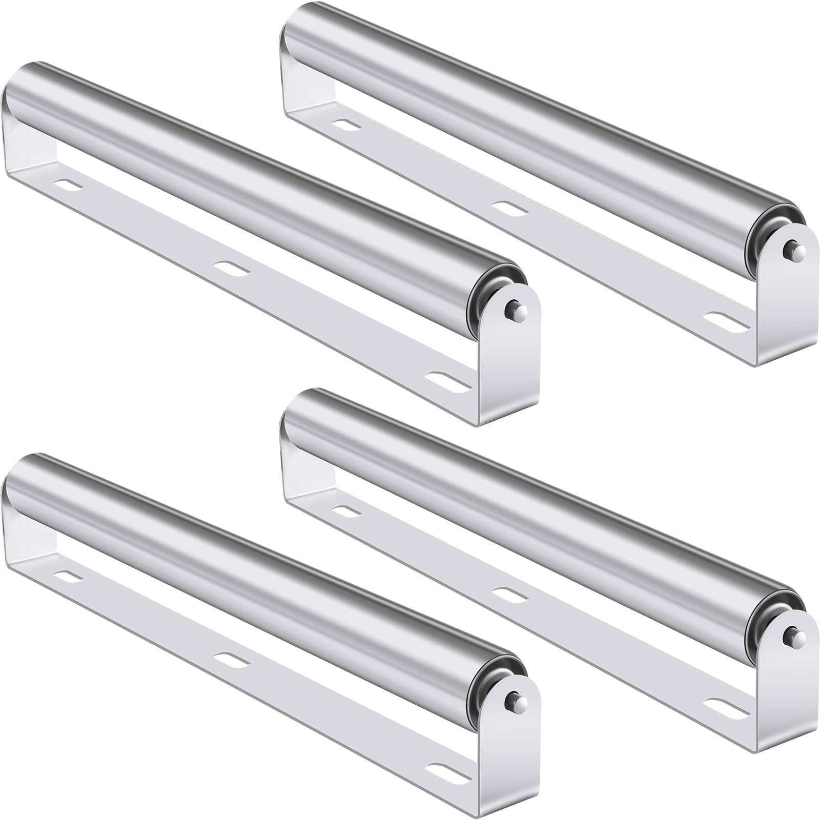 Therwen Boat Trailer Roller with Bracket Set 1.5" Diameter Conveyor Kayak Metal Roller with Bracket for Transporting Raft Industrial Use(16'' Long,Silver,Pack of 4)