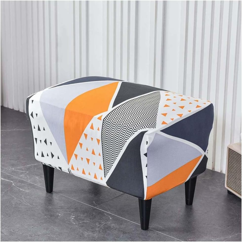 Rectangular Ottoman Stretch Cover Non-Slip Footstool Seat Protector Elastic Bottom for Easy Fit Perfect for Home Décor and Furniture Protection