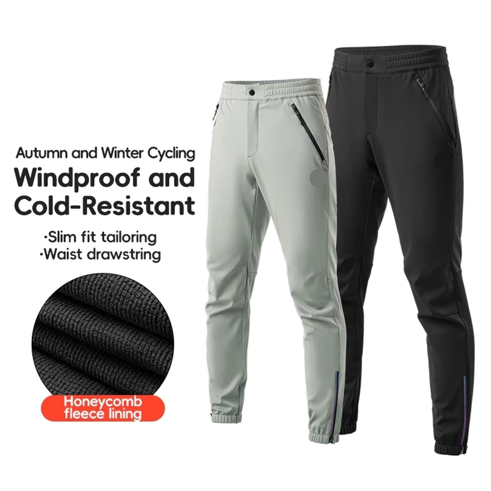 Pantaloni da Ciclismo, Autunno Inverno, Casual, Antivento, Foderati in Pile, Lunghi, Fitness, Calore All'aperto