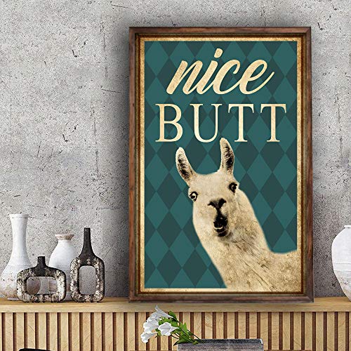 Vintage Wall Art Decor for Living Room Llama Nice Butt Funny Poster Living Home Decor Wall Art Print Bathroom Restroom Toilet Poster Wall Arts for Living Room