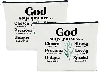 2 PCS Christian Gifts for Women Religious Gifts for Women Inspirational Faith Based Gifts Catholic Gifts Women Bible Verse Makeup Bag for Female Mom Grandma Friend Prayer Cosmetic Bag Christmas