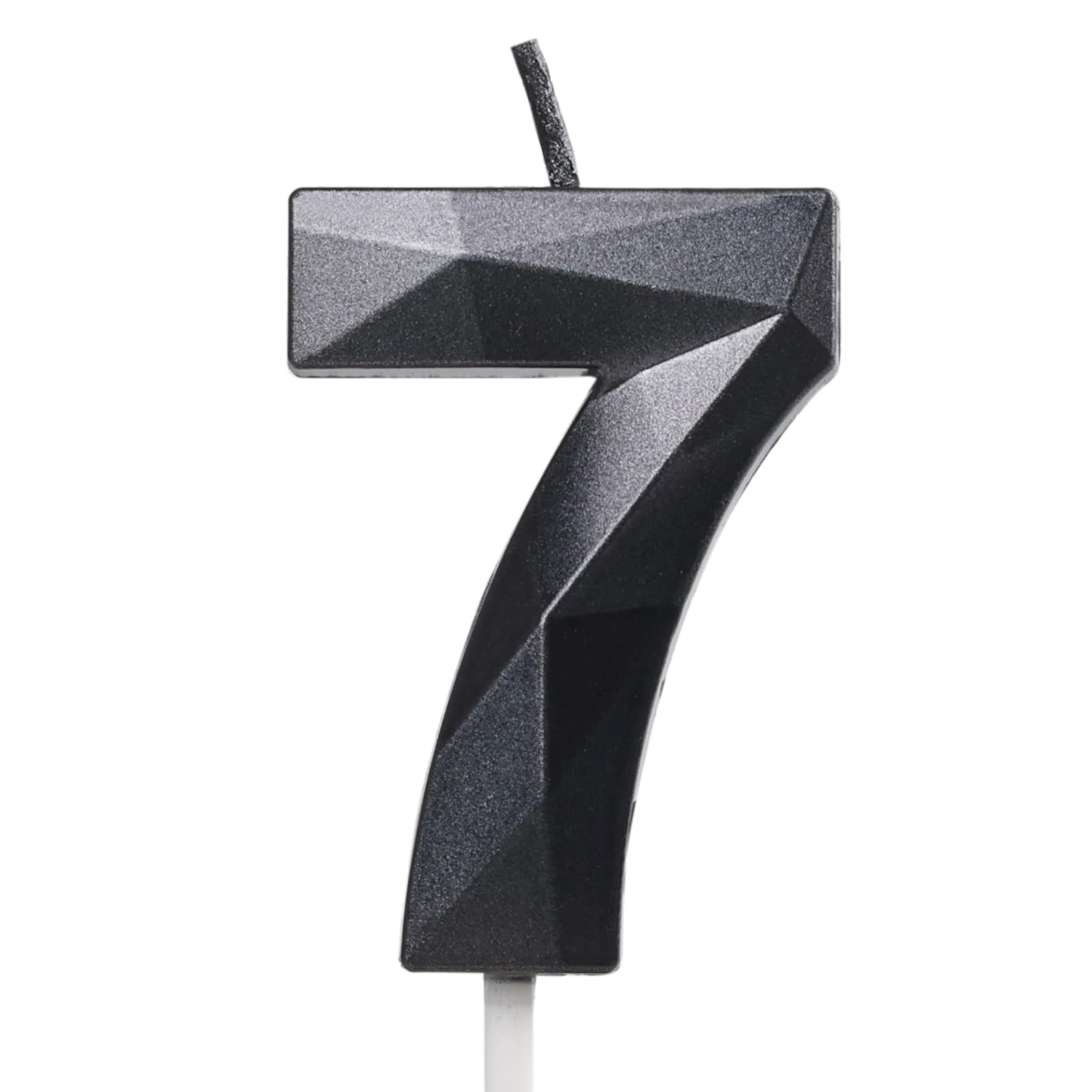 Number 7 Candles,7th Birthday Candles, Black Happy Birthday Candle for Cake,3D Design Cake Topper Decorations for Boy Man Pet Birthday Party Wedding