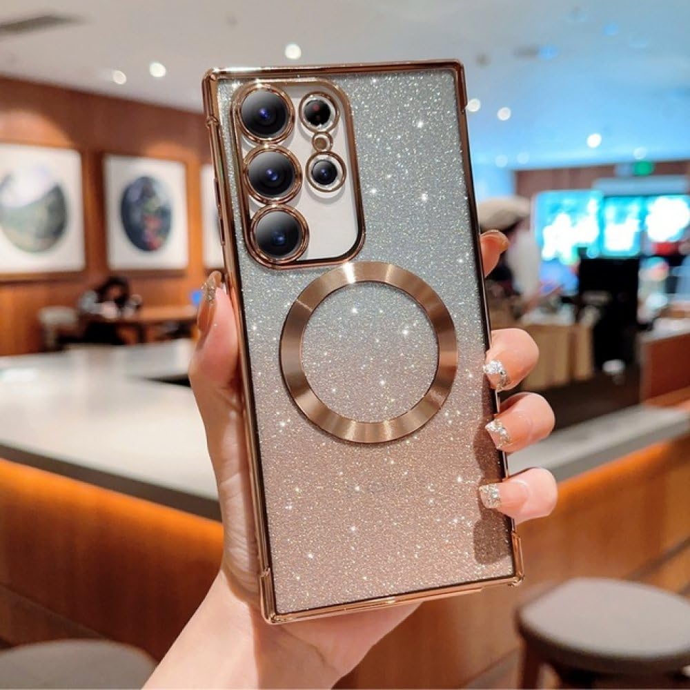 Coque Samsung S23 Plus or et paillettes aux finitions premium