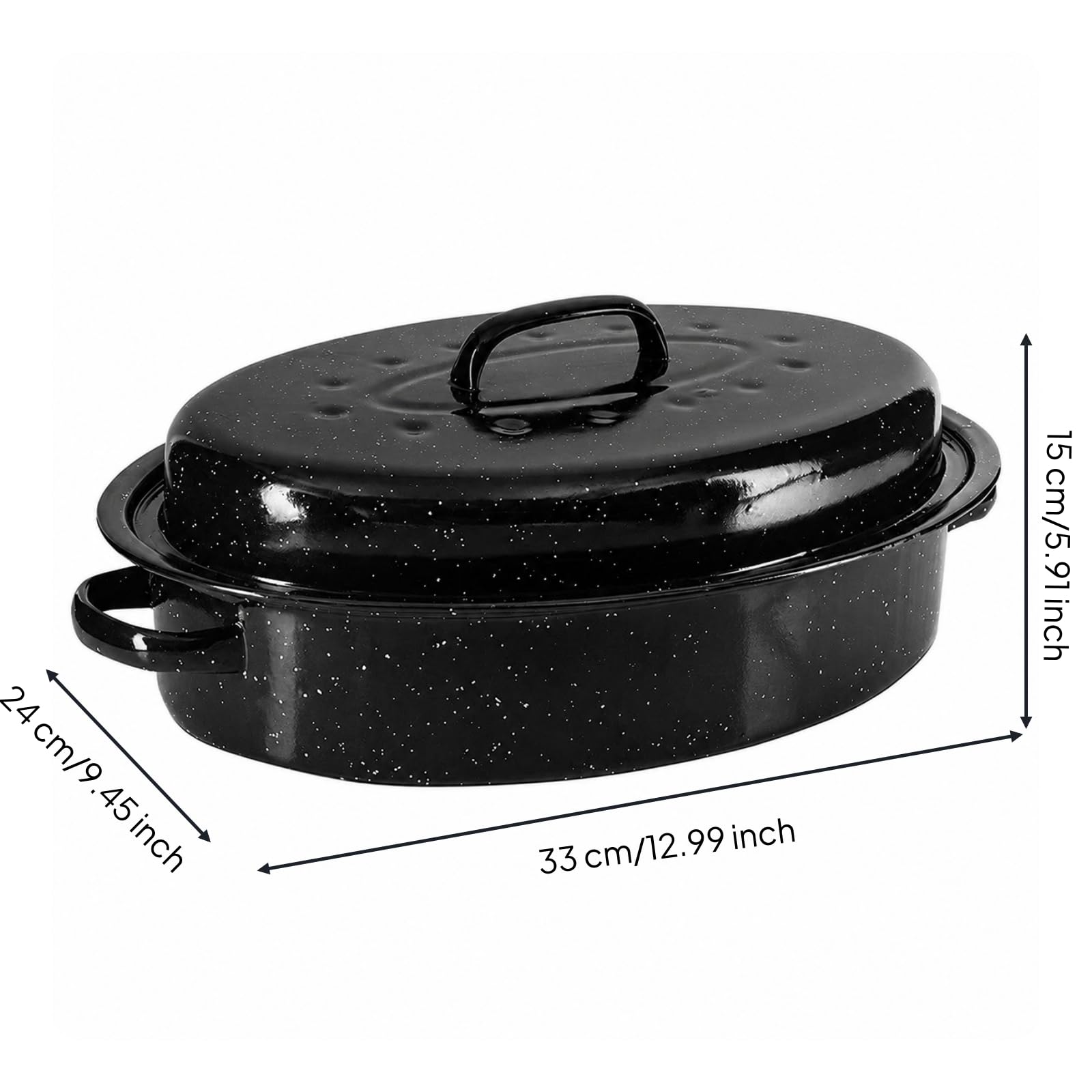 rockible Roaster in Ghisa Smaltata Distribuzione Uniforme Del Pentola con Coperchio Casseruola in Ghisa Smaltata per Famiglie, Cene Festive, Tostapane A