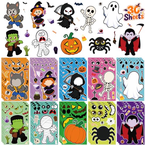 30 Sheets Halloween Stickers, DIY Crafts Halloween Party Favors Decorations - image 1
