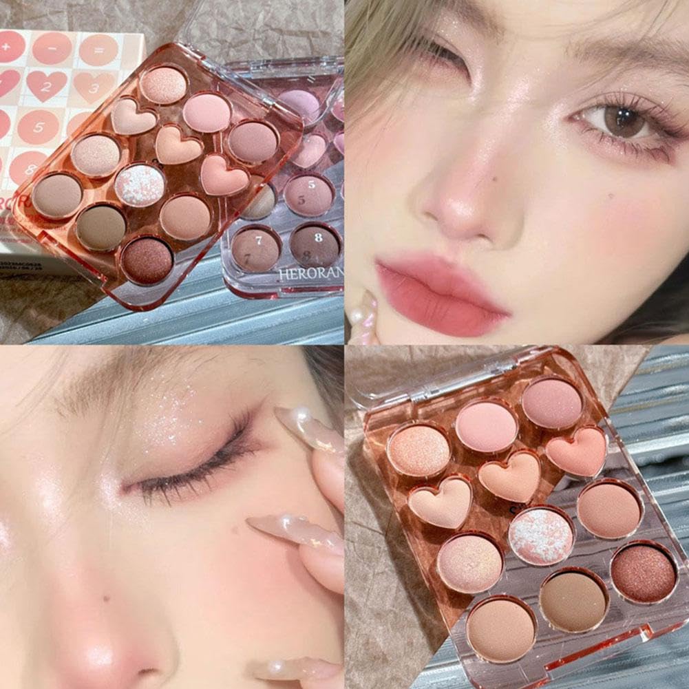Amazon.co.jp: 12色のアイシャドウパレット、ラブハートシェイプシマー