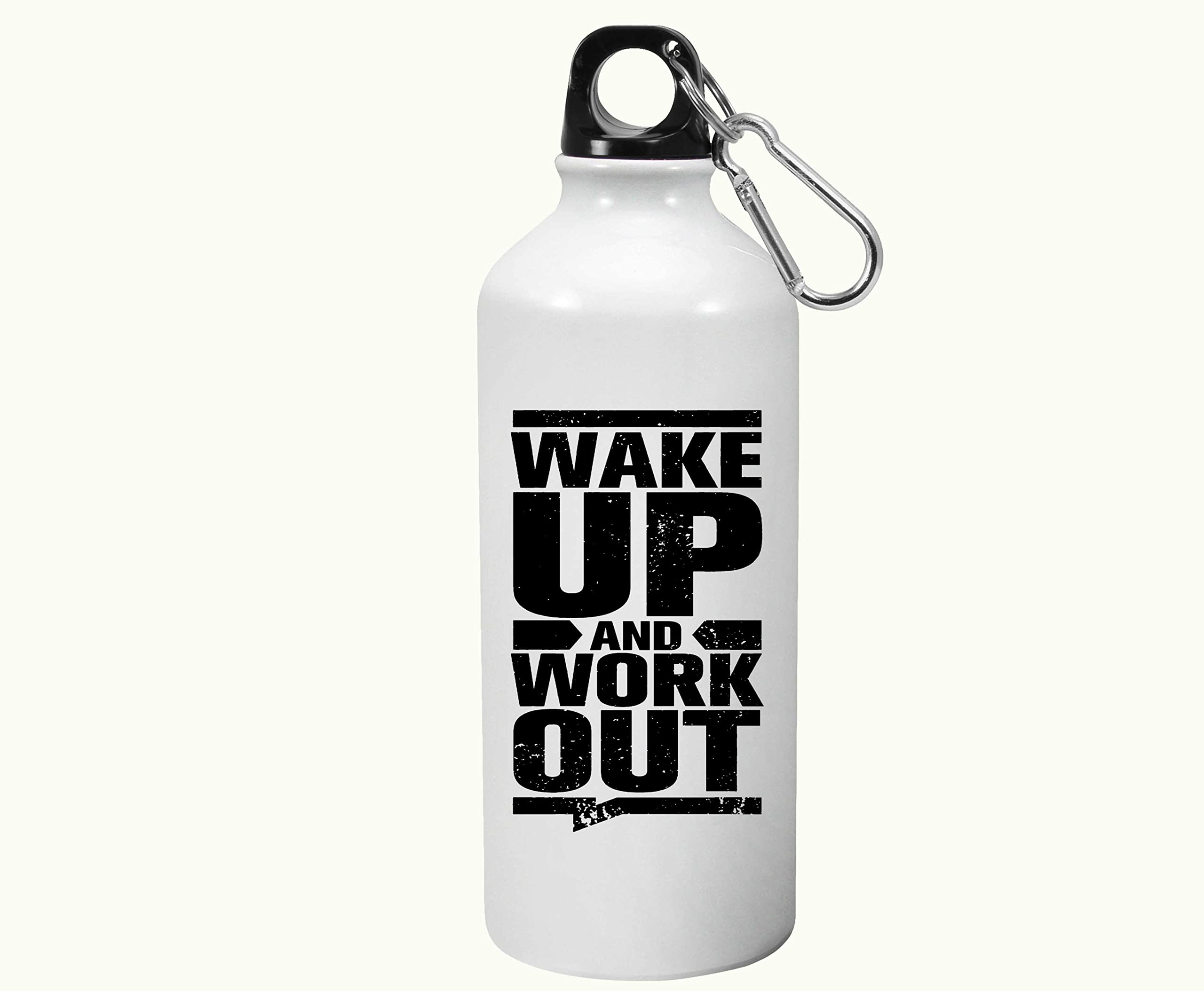 Creative Dons Wake Up Printed White Aluminium Unbreakable Sipper Water Bottle For Gym, Sports & Travel (600ml)