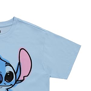 Disney Ladies Lilo and Stitch Shirt - Ladies Classic Lilo and Stitch Embroidery Tee Lilo and Stitch Front and Back T-Shirt