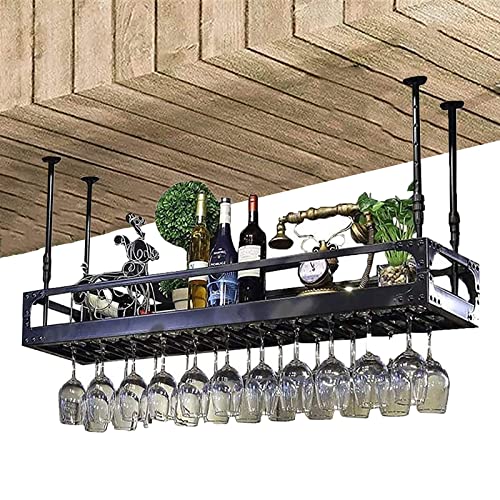 Botellero de Techo, Altura Ajustable, Estante de Almacenamiento Colgante, Estante de Decoración, Porta Copas de Copa, para Bares/Restaurantes/Estante de exhibición de Cocinas (Size : 80cm)