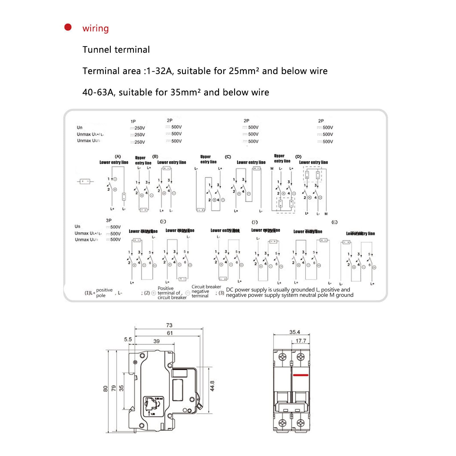 Tyenaza Disyuntor CC 25A, Disyuntor en Miniatura de CC, Interruptor de Circuito Fotovoltaico de 2P, DC 1000V MCB Interruptor de Protección de Montaje en Riel DIN 6000A Capacidad de Interrupción