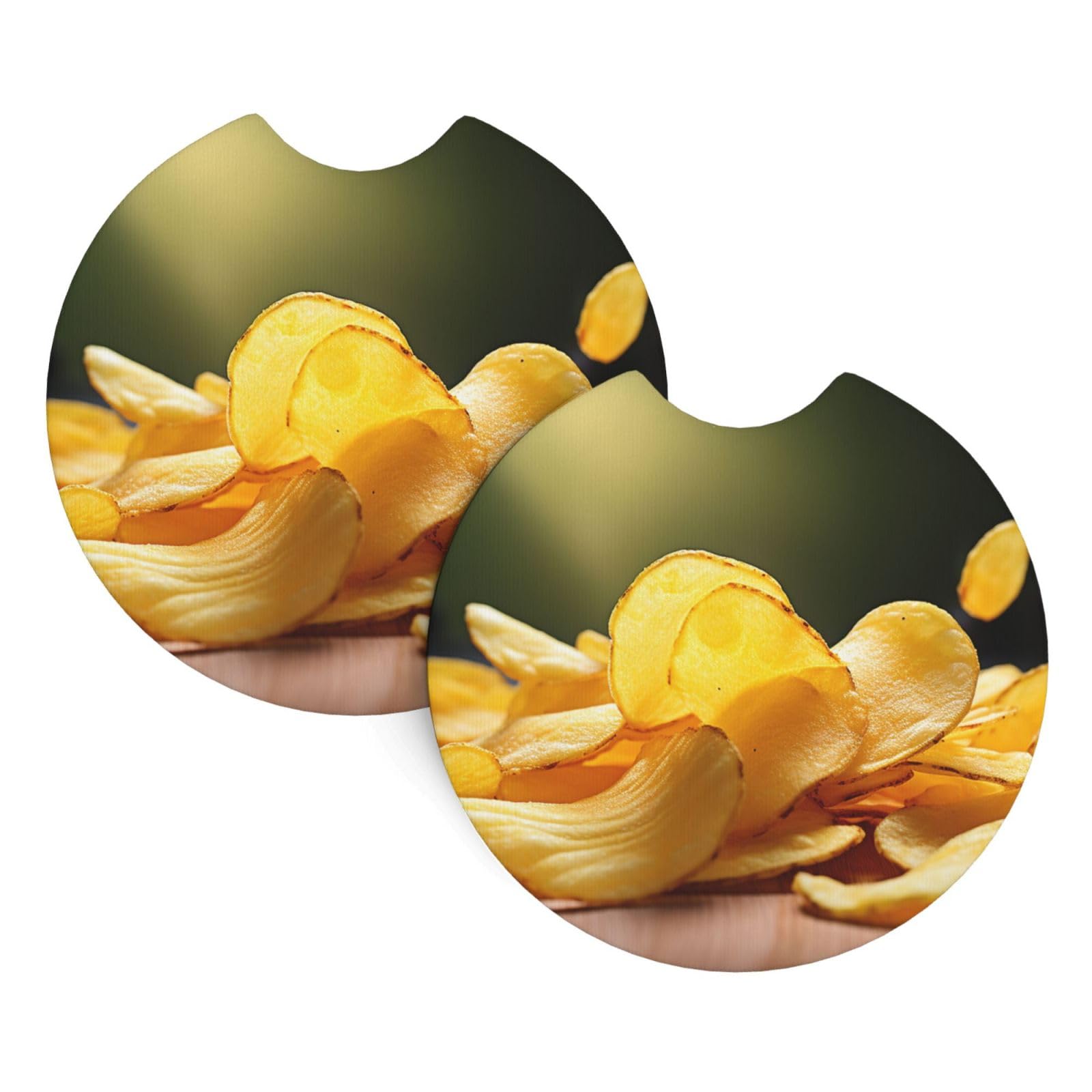 2PCS Car Coaster for Cup Holders Universal Auto Cup Mat Potato Chips Cup Coaster Pad 2.7" Waterproof Neoprene Non-Slip Cup Holder Coasters Car Interior Accessories for Women Men
