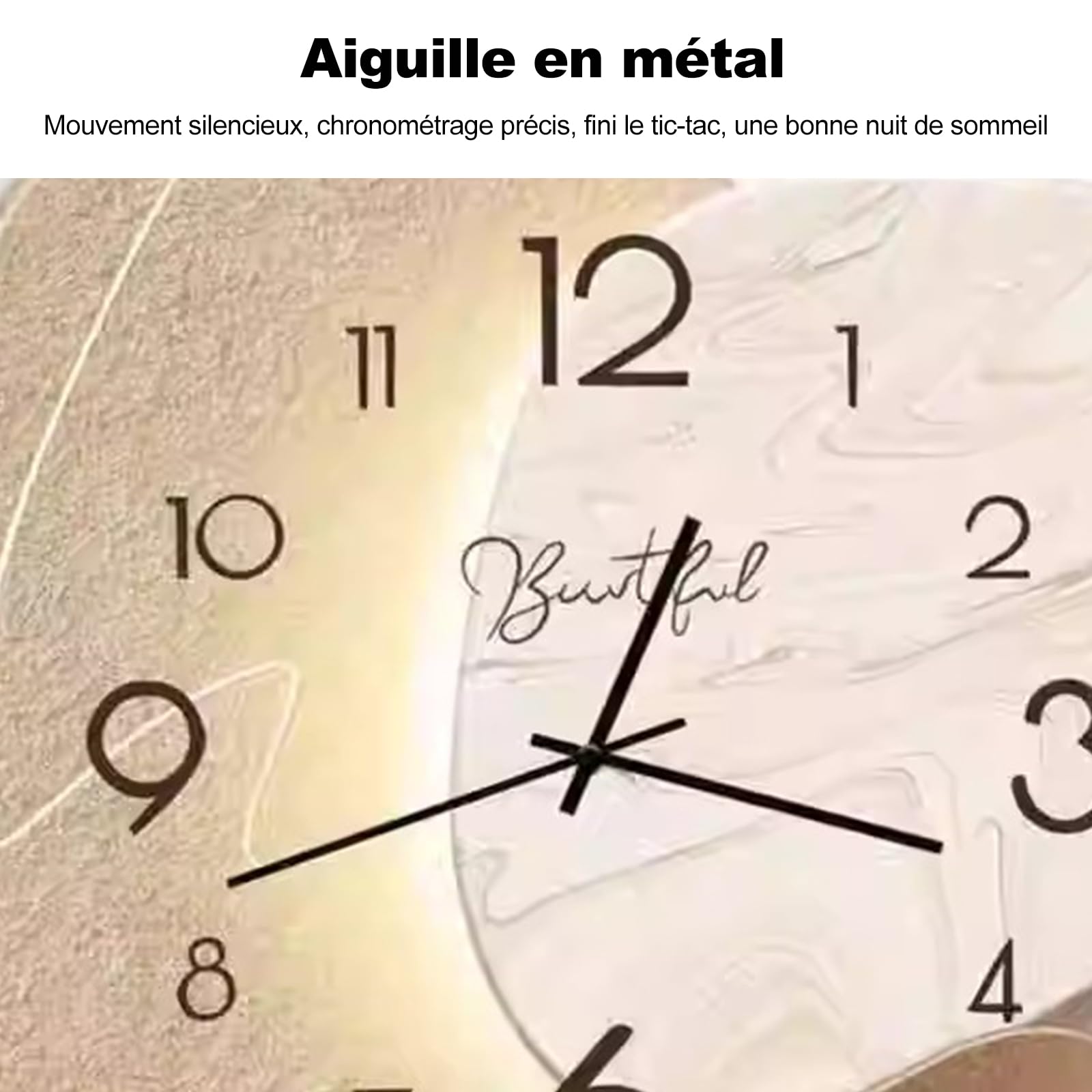 Ergocar Horloge Murale, Créative Silencieuse,Moderne en Porcelaine Cristalline De Style Nordique, Décoration à Piles pour École, Salon, Cuisine, Bureau