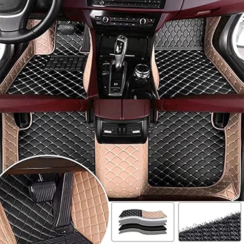 NYMCAR Custom Making Car Floor Mats for 99% Sedan SUV Sports Wagon Coupe 2002-2022 left or right hand drive (Black Beige+Beige) Cover