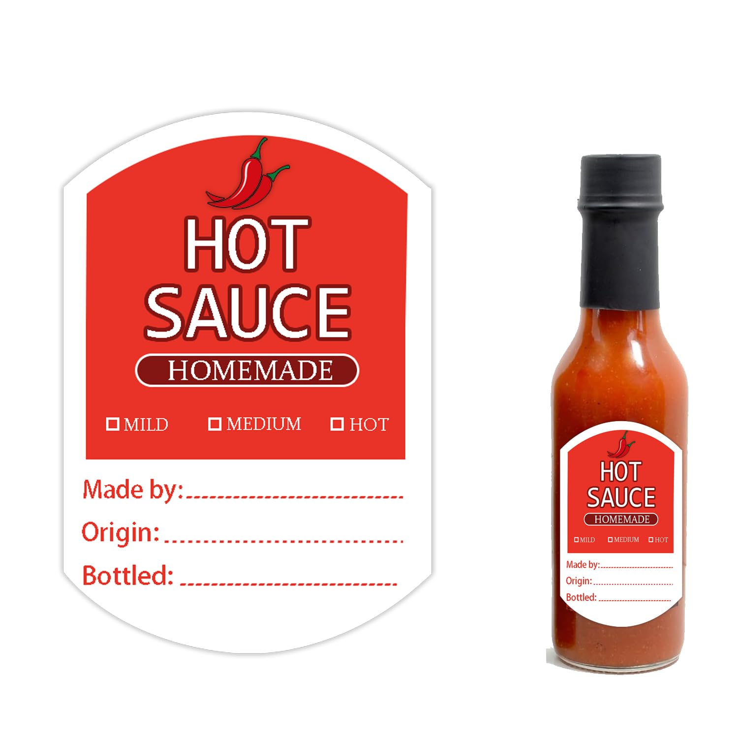 Decorative Labels for Hot Sauce Bottles 3 x 2 Inch Blank Homemade Hot Sauce Labels for Business Christmas Gifts(48 Pcs)