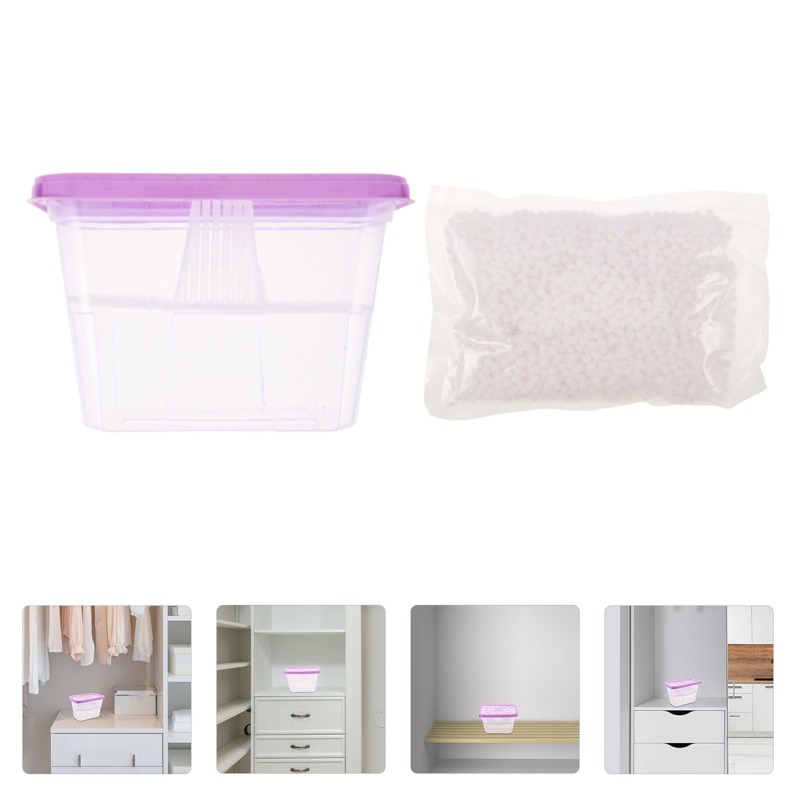 6piezas Caja Deshumidificadora Cuentas de Recarga para Bricolaje Caja Prueba de Fugas para Control de Humedad Armario y Baño Absorbente de Humedad Reutilizable
