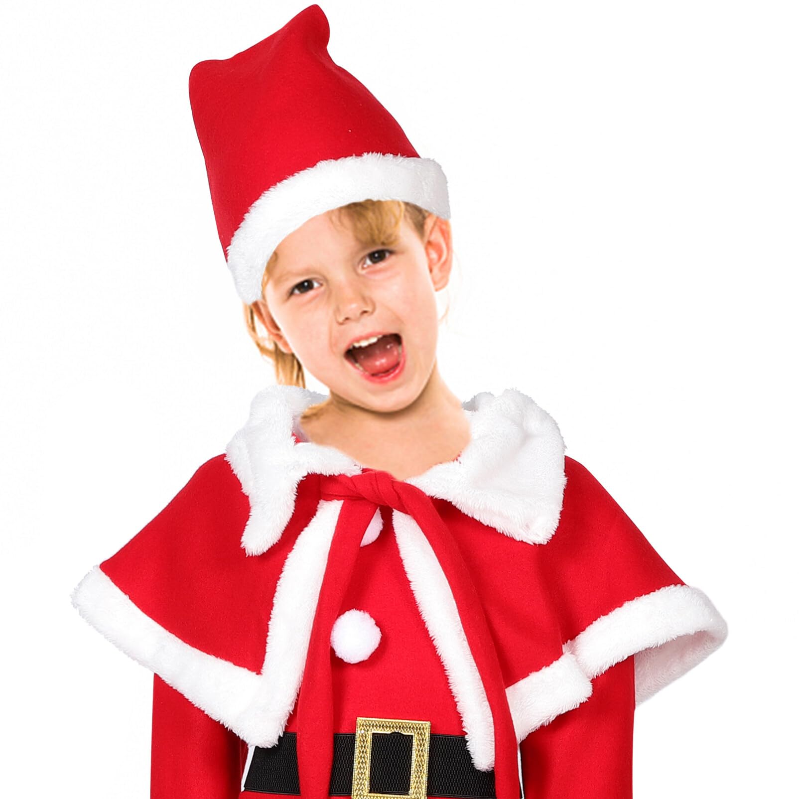 SOIMISS Costume de Père Noël pour Fille avec Robe Chapeau Châle et Ceinture pour Noël et Fêtes