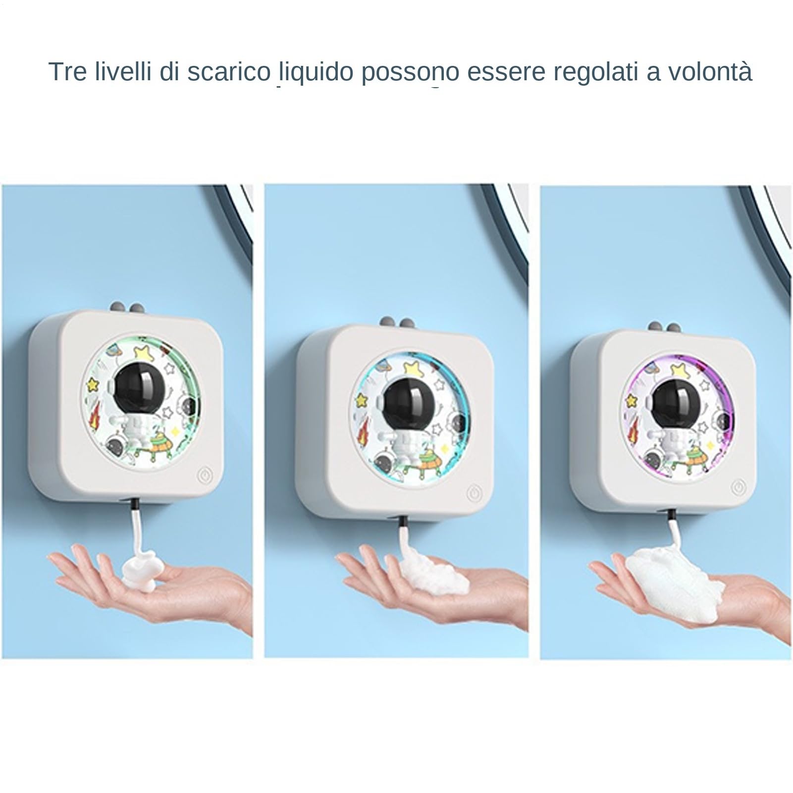 Erogatore Automatico di Sapone Senza Contatto Porta Gel Doccia Astronauta