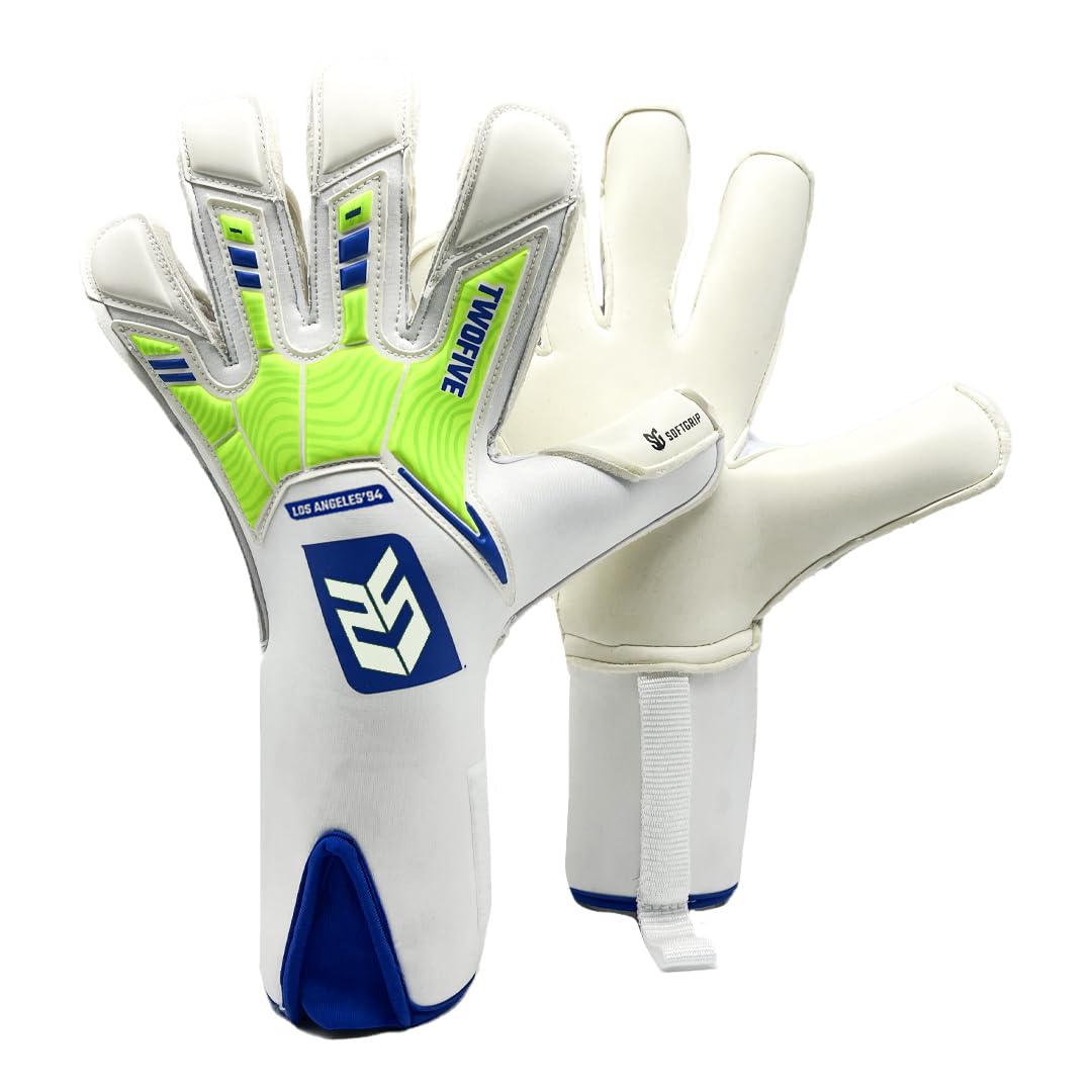 TWOFIVE – Los Angeles Advance Green – Guantes de Enternamiento – Guantes sin Protecciones en los Dedos – Unisex para Adulto/Niño – Palma SoftGrip Duradera – Corte ErgoRoll