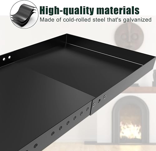 Miniatura 4 de Flehomo Bandeja de chimenea ajustable, 13 pulgadas de adelante a atrás con longitud ajustable, soporte de acero galvanizado con recubrimiento en