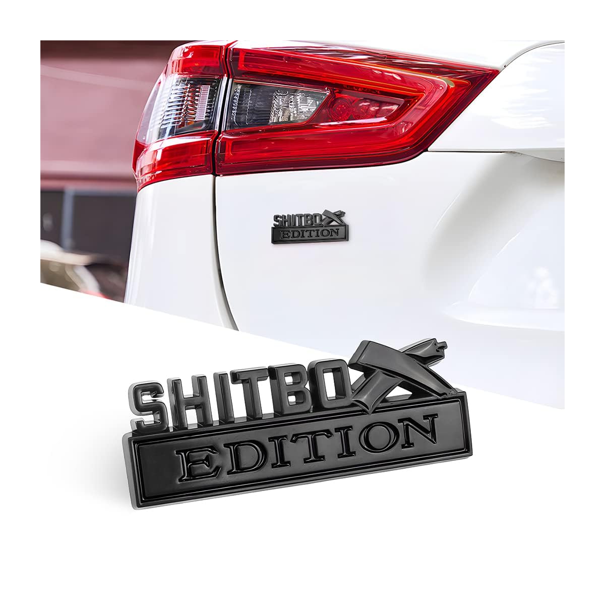 Shitbox Edition Emblems, 3D Letter Badge Sticker Decal for Car, Exterior Emblem with 3M Strong Adhesive, Fender Replacement Decoration, Compatible with Most Vehicles (Black)