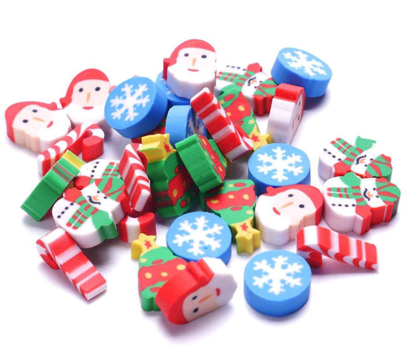 Lot De 30 Gommes Fantaisie Détachables - Formes Variées, TPR Non Toxique, Cadeaux Fêtes Anniversaire, Noël