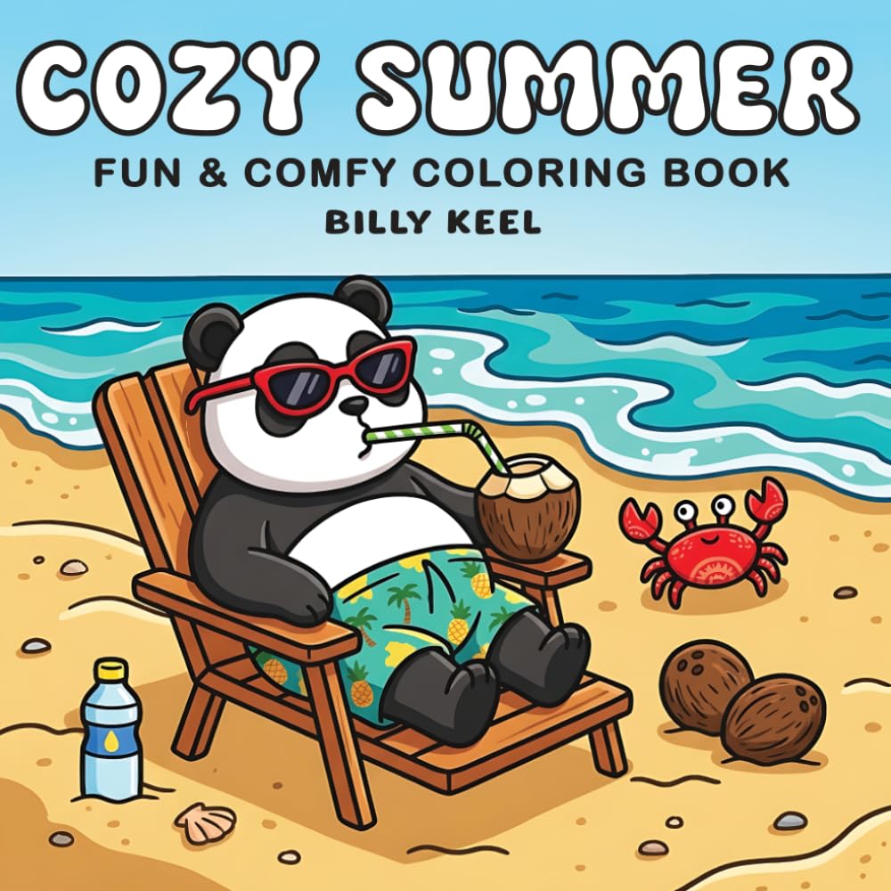 COZY SUMMER: A Fun & Comfy Coloring Book for Adults and Teens Featuring 45 Coloring Pages with Summer Vibes for Stress Relief and Relaxation