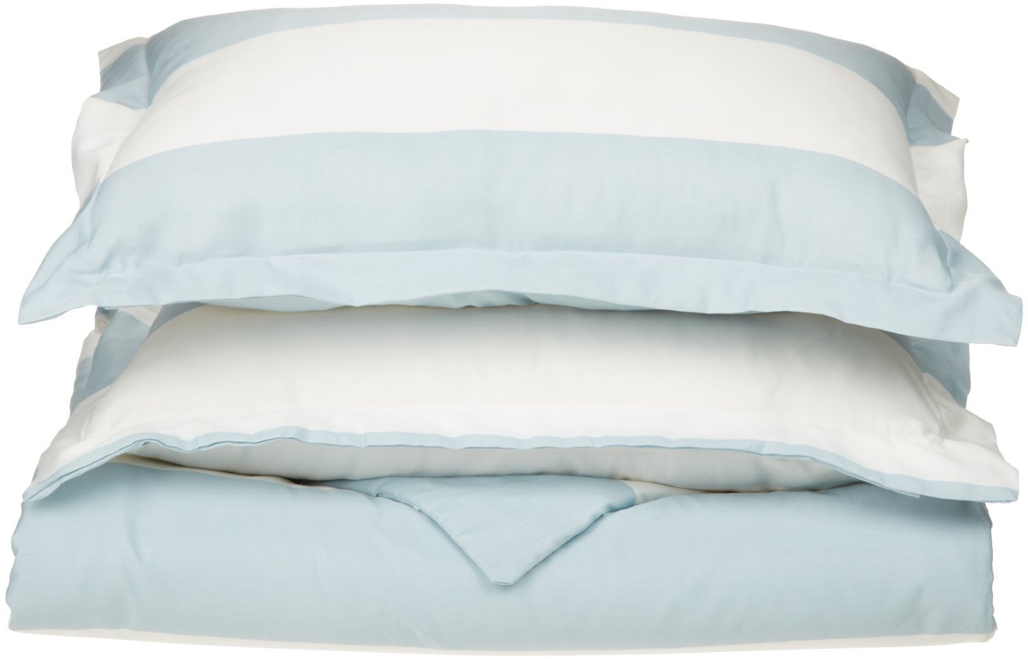 Cotton Blend 600 Thread Count, Soft, Wrinkle Resistant 3-Piece King/California King Duvet Cover Set, Cabana Stripe Light Blue