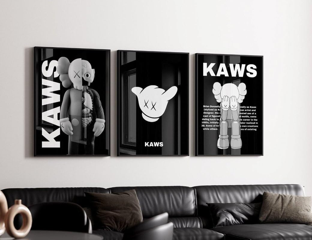 Pixie Posters Multi Colour Hypebeast Modern Wall Art Set Of 3 Black Frameless Posters (A4 Size 21Cmx29.7cm)