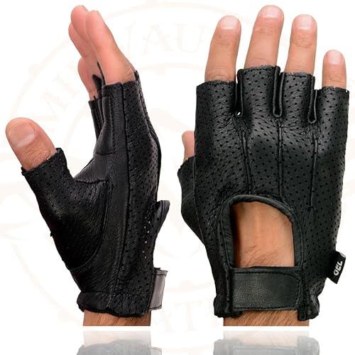 Miniatura 4 de Shaf International SH877 - Guantes de mano de motocicleta para hombre, con acolchado de gel de piel de ciervo de EE. UU