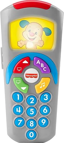 Fisher-Price Juguete de aprendizaje para bebés Laugh & Learn Puppy Control remoto de TV con música y luces para bebés a partir de 6 meses
