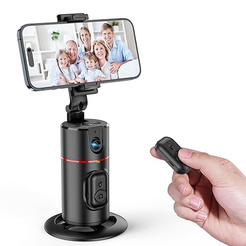 RISEOFLE Handy Stativ mit Automatische Gesicht Verfolgung, 360° Drehung Verfolgung Stativ, Keine App, Selfie Stick Stativ mit Fernbedienung und Gestensteuerung für Vlog/Tik Tok Live Videoaufnahme - Schwarz