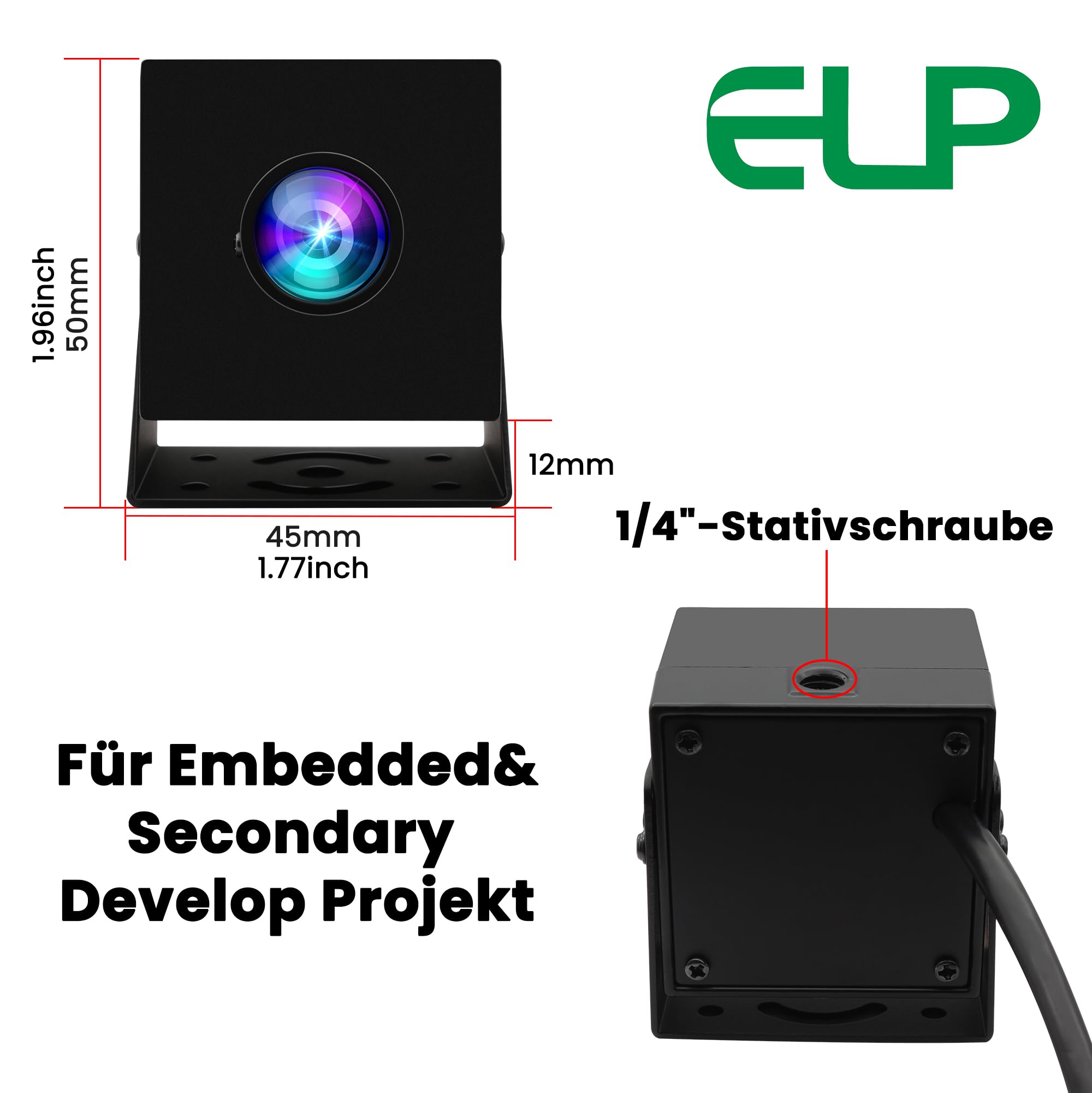 ELP 1080P 120fps Modulo fotocamera USB fish-eye per computer, fotocamera PC da 12 MP, webcam grandangolare per computer desktop, telecamera di sicurezza USB incorporata industriale, mini telecamera