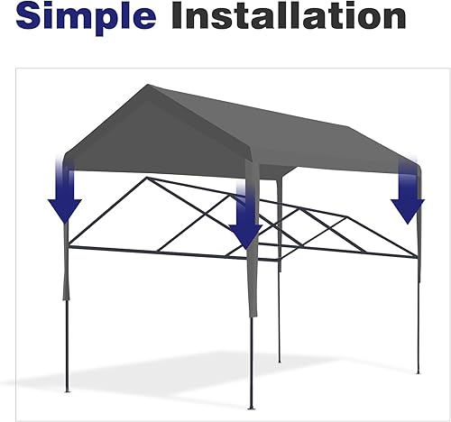 Miniatura 3 de Mergrim Cubierta de repuesto para toldo de cochera de 10 x 20 pies con cuerdas elásticas de bola, lona resistente de 6.35 oz para la mayoría de