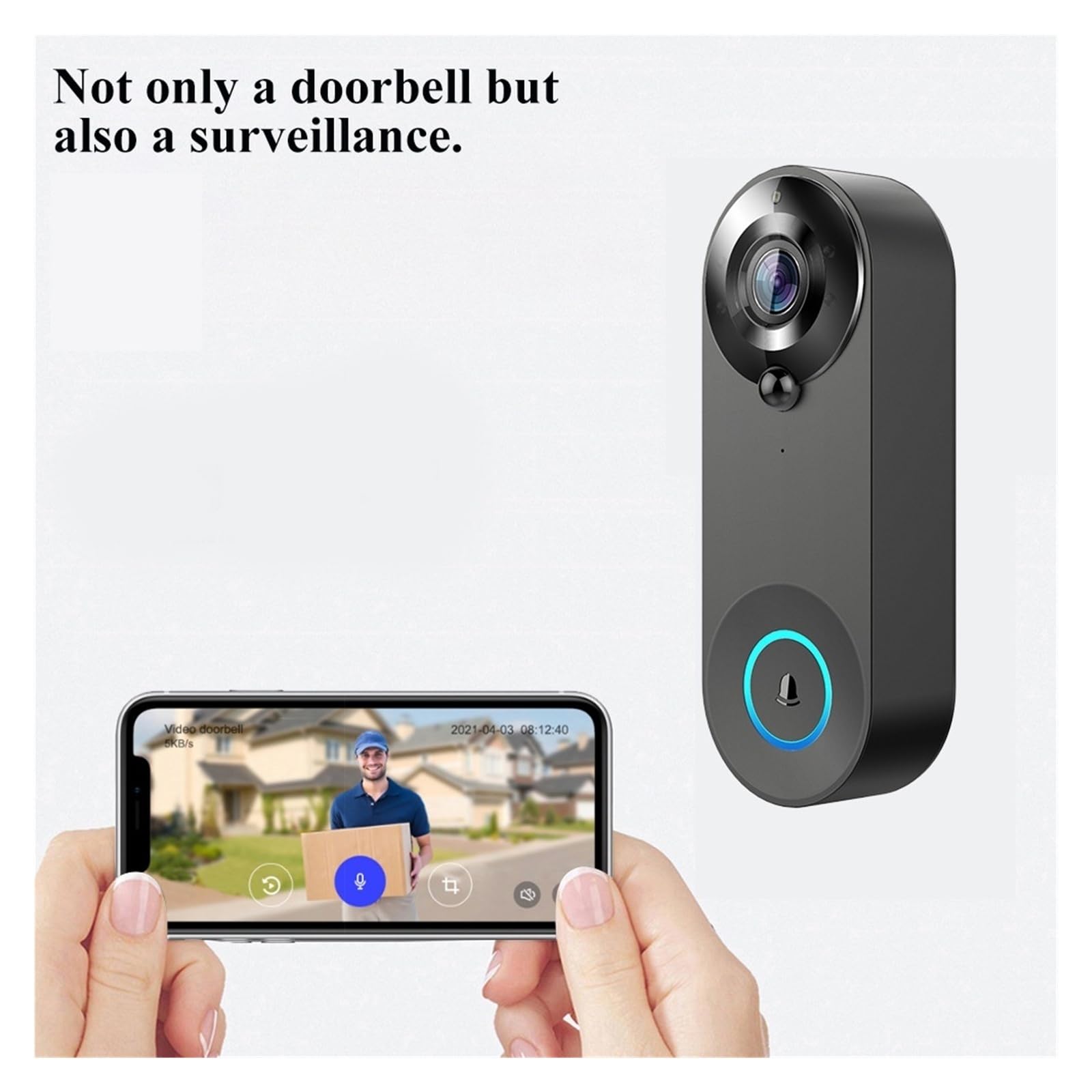 Timbre inalámbrico WiFi 1080P con videoportero y cámara for casa Inteligente, protección de Seguridad. Vista Amplia