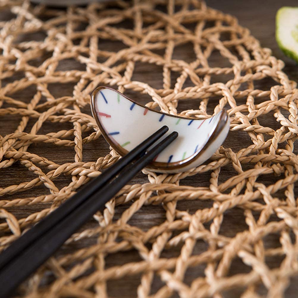 Set 4 Poggia Bacchette In Ceramica Nero - Supporto Per Posate, Decorativo E Antiscivolo