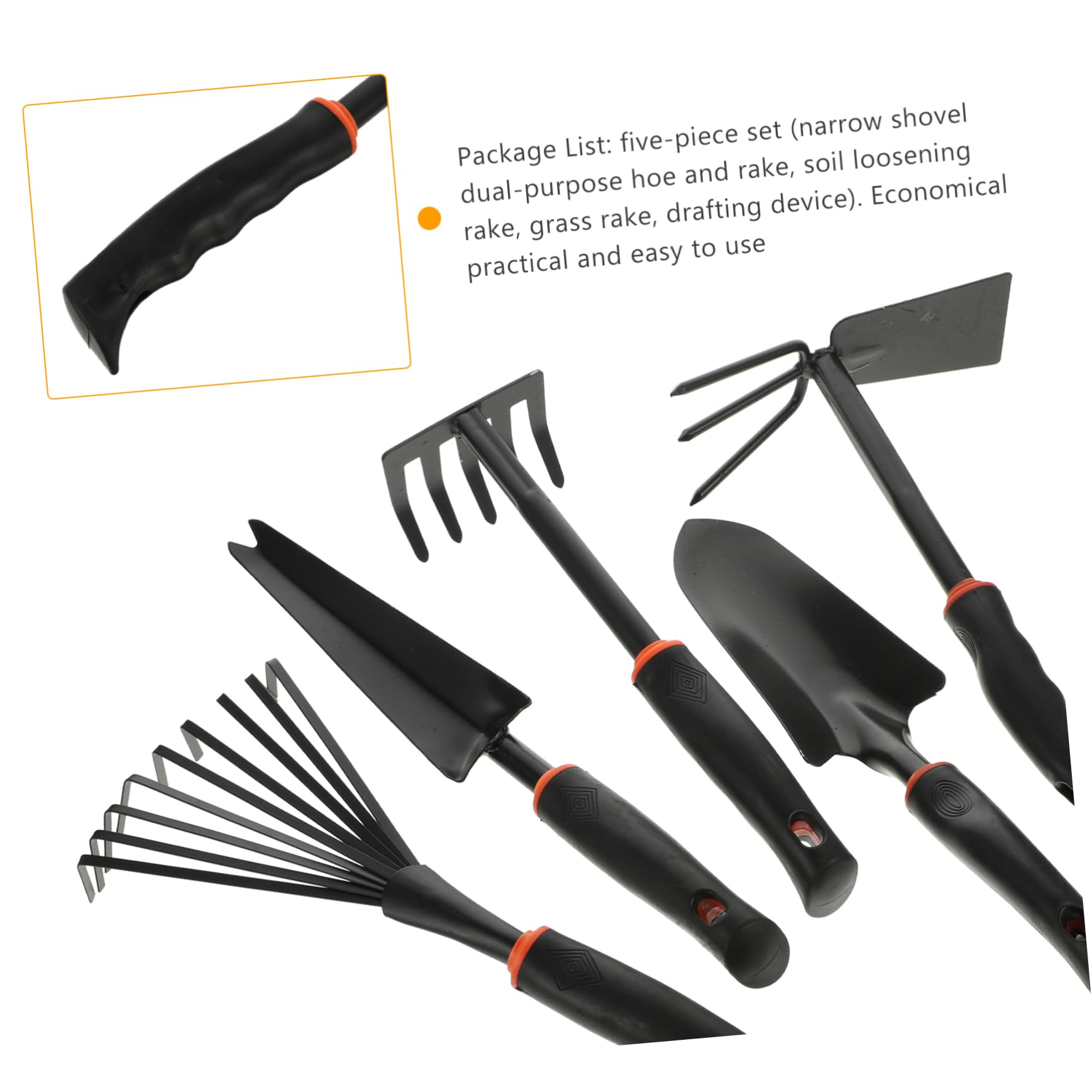 UKCOCO Pala de Jardinería Pequeña de Hierro, 5 Piezas, Mango Negro
